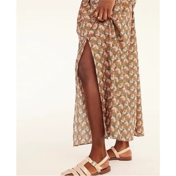 J.CREW Collection Ratti Prism Floral Print Cotton Skirt Sz XL Midi Lined Slit - Picture 5 of 16